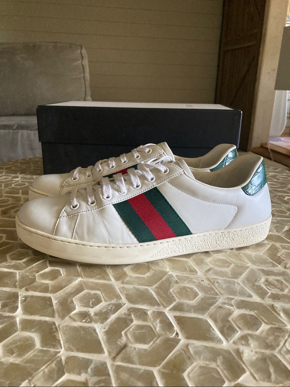 Gucci Men’s Ace Leather Web Low-Top Sneakers (9.5) - Picture 13 of 13